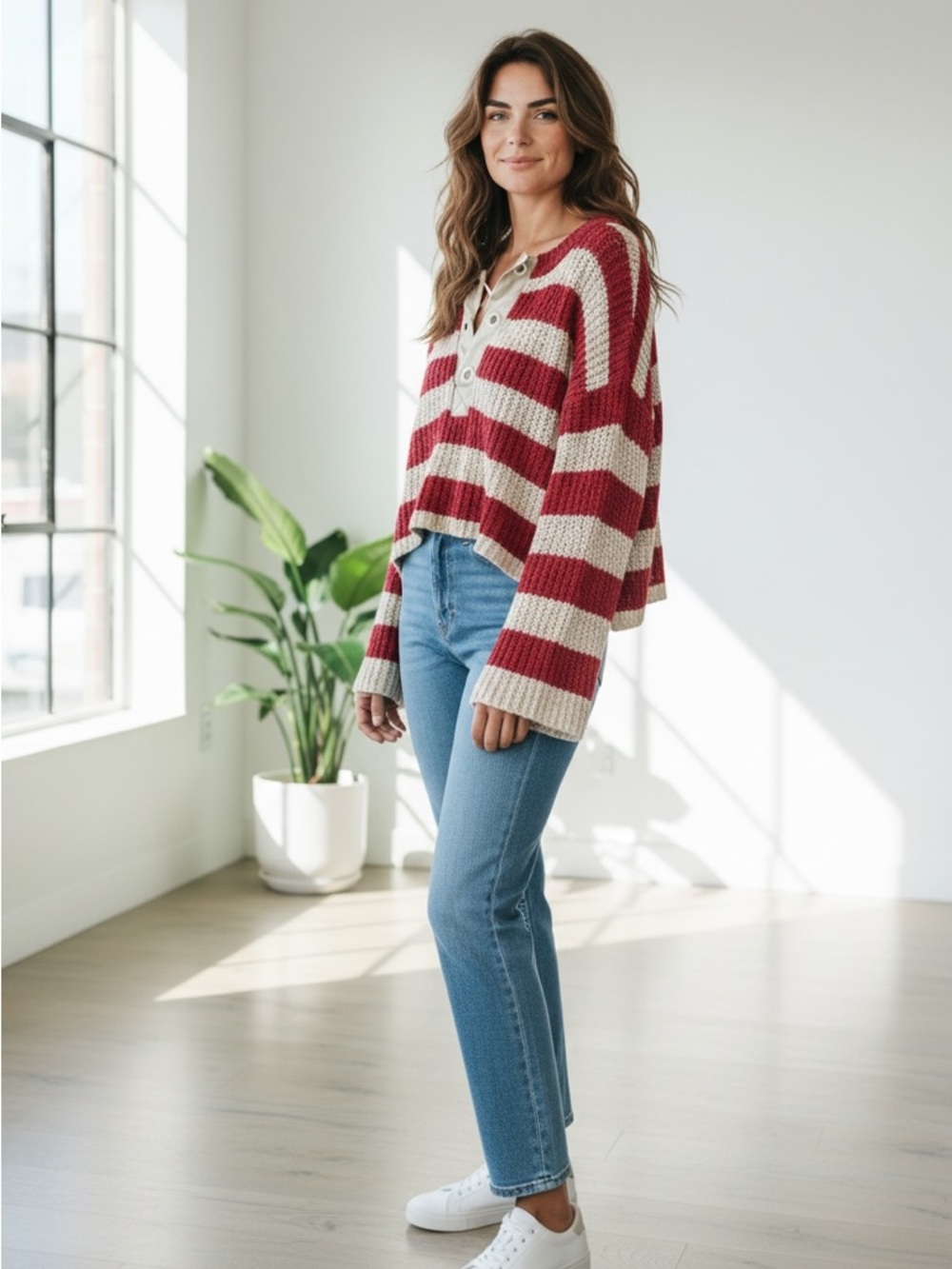 NWT Cream and Pink Striped Knit Pilcro Anthropologie Top